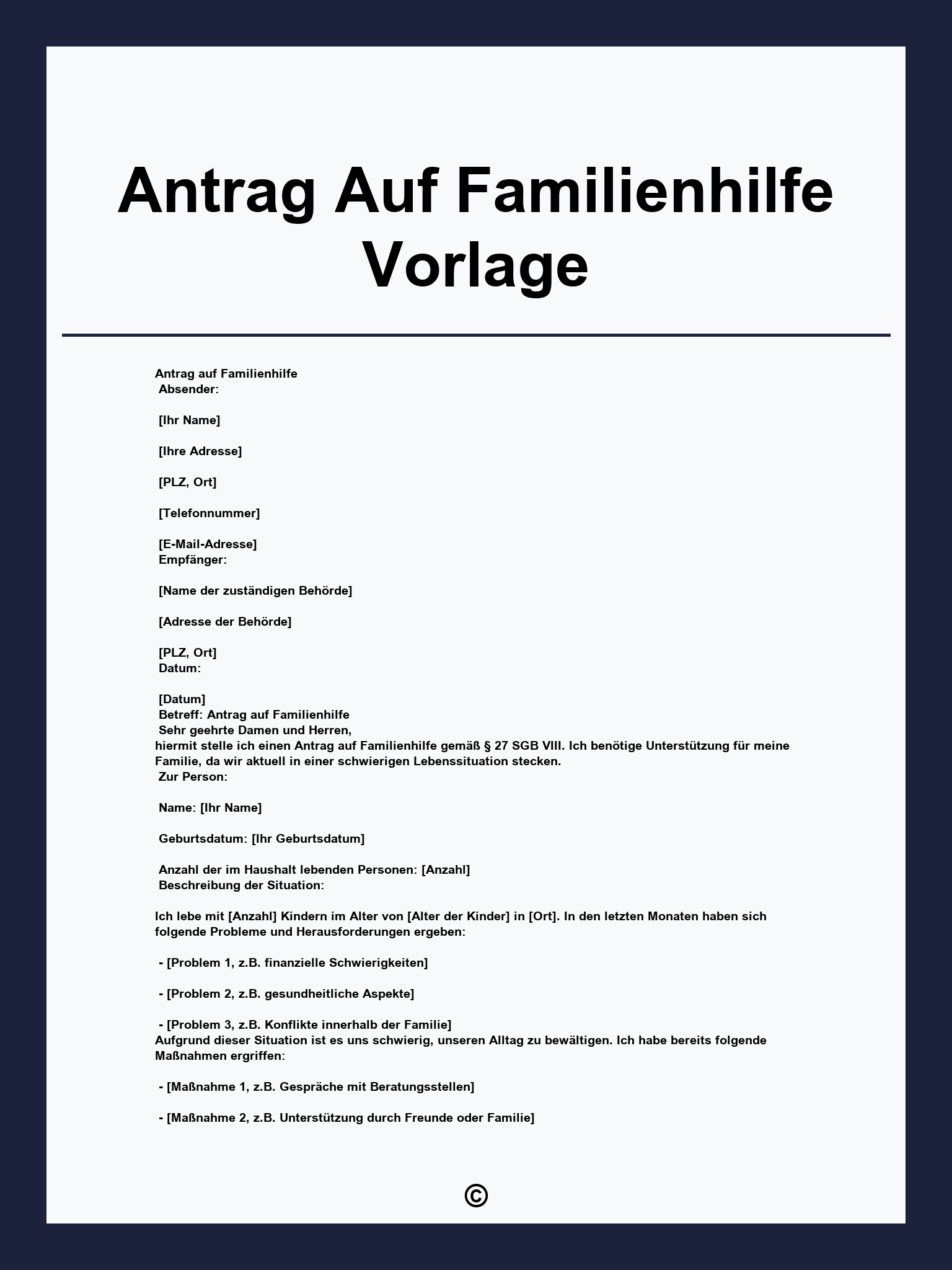 Antrag Auf Familienhilfe Vorlage