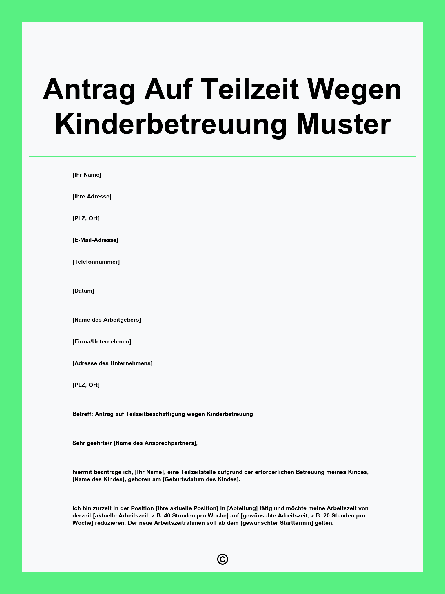 Antrag Auf Teilzeit Wegen Kinderbetreuung Muster