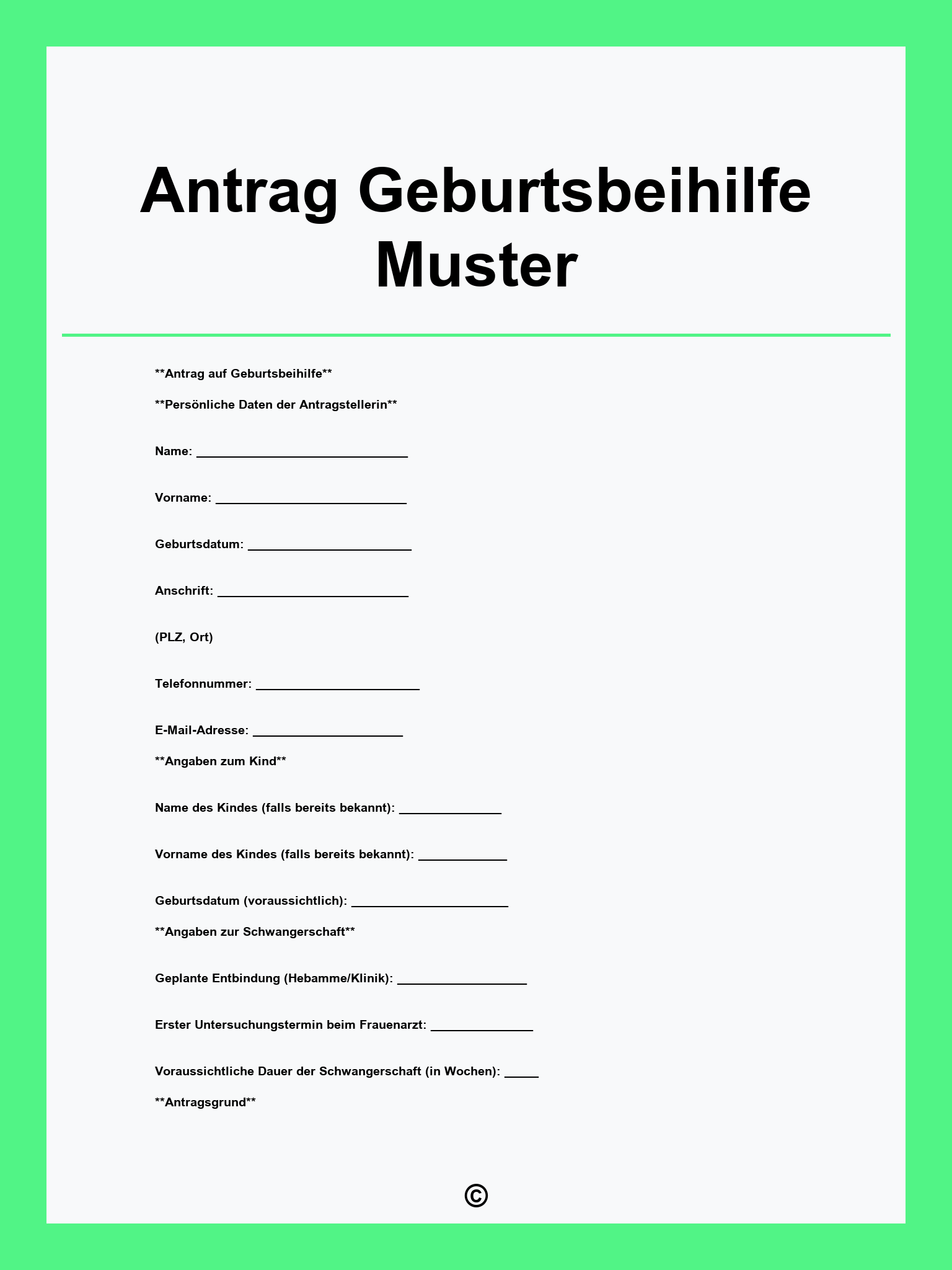 Antrag Geburtsbeihilfe Muster