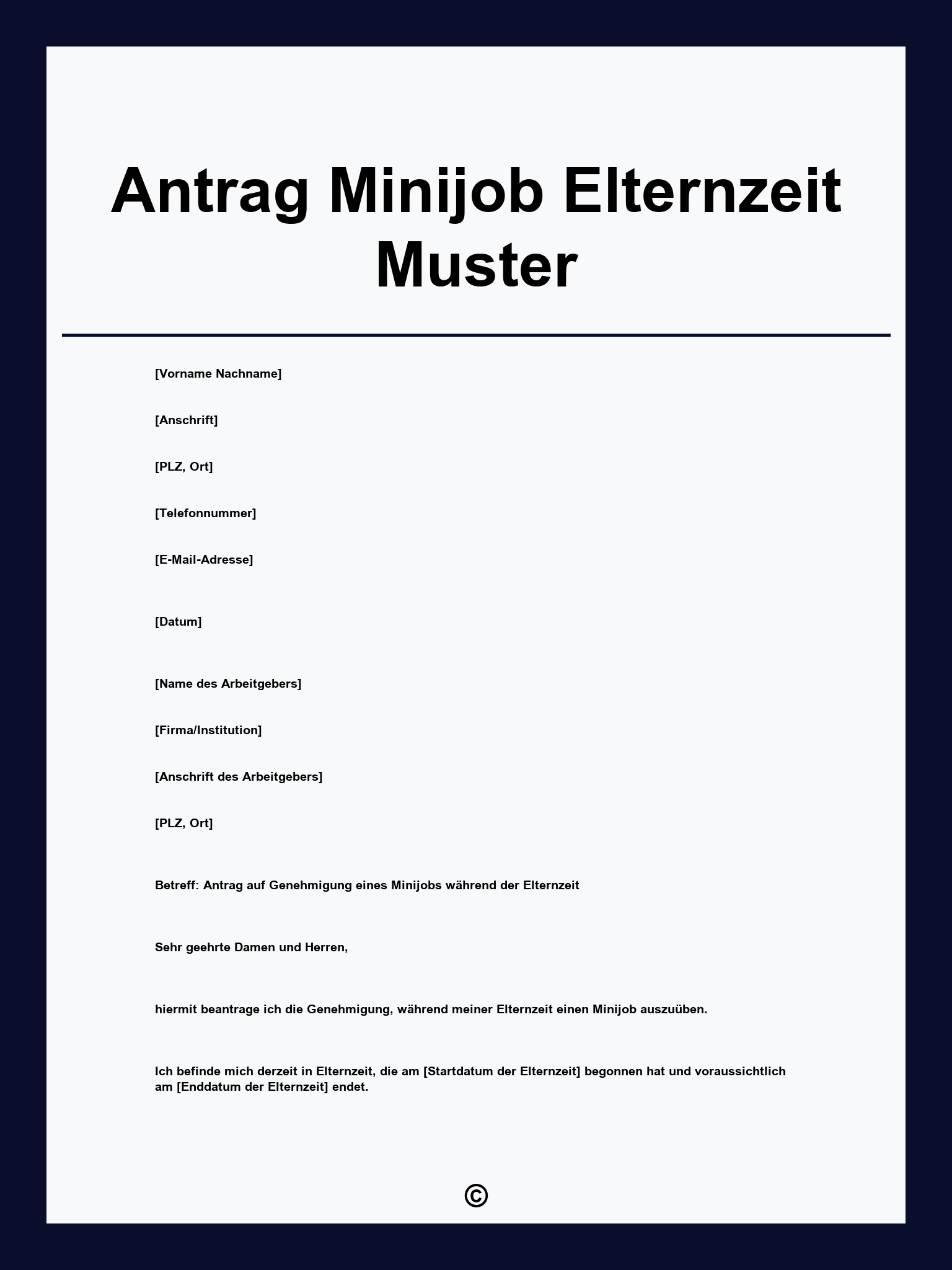 Antrag Minijob Elternzeit Muster