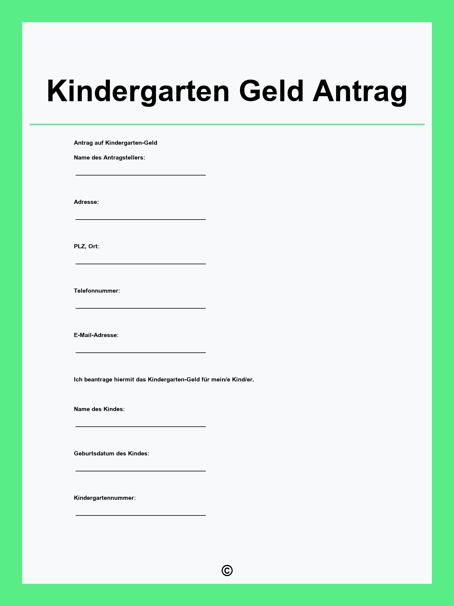 Kindergarten Geld Antrag