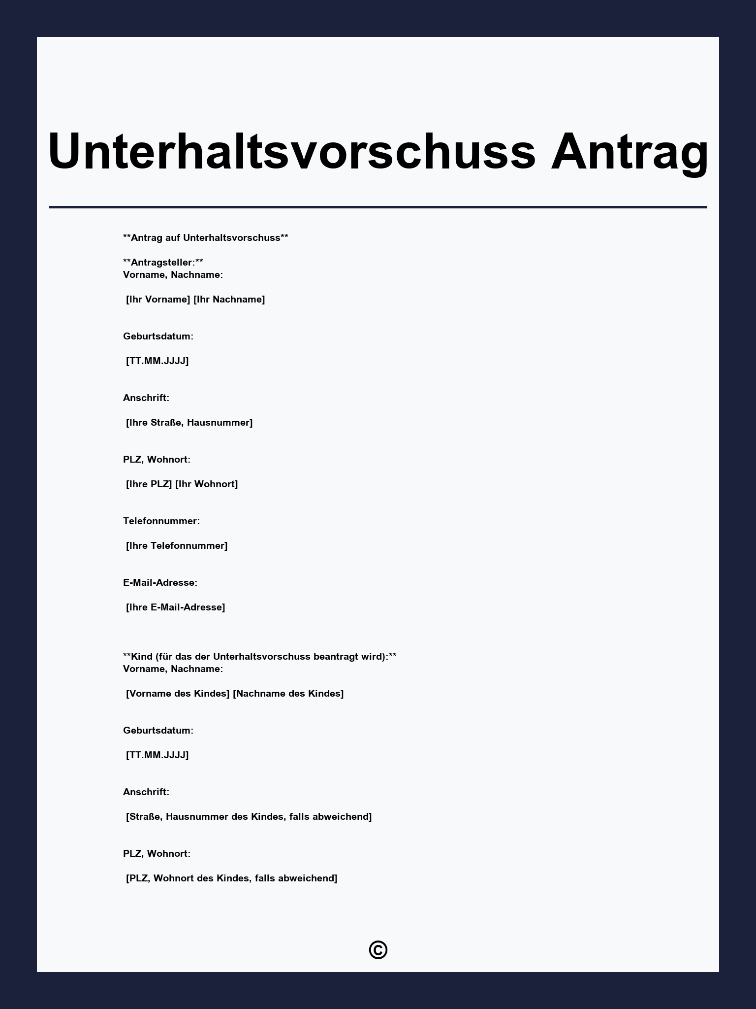 Unterhaltsvorschuss Antrag